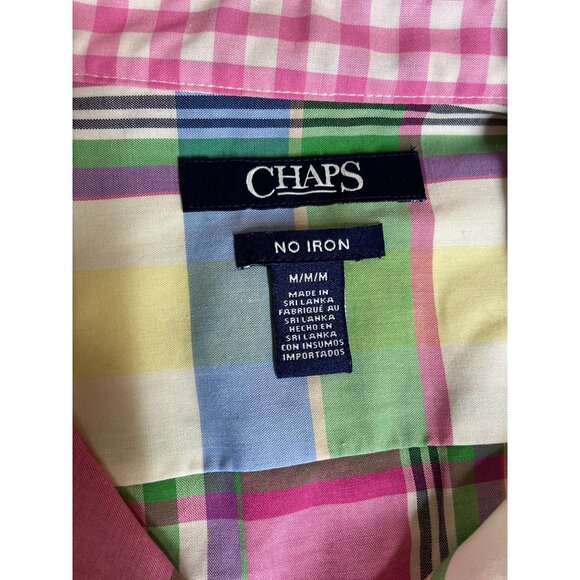 Chaps Womens Shirt Multicolor Plaid Button-Up 3/4 Sleeves Preppy Academia - Picture 3 of 9